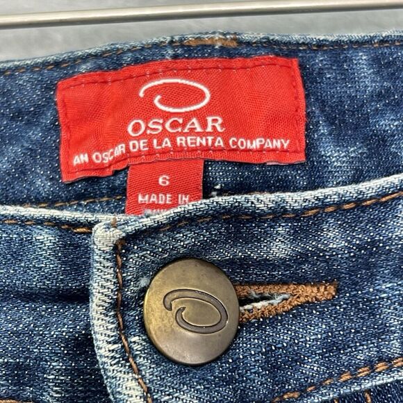 Oscar‎ De La Renta Womens Sz 6 Wide leg Jeans Medium Wash Denim - Picture 5 of 15
